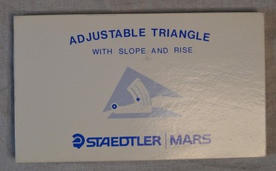 Staedtler Mars 964 51-10 Adjustable Triangle Rise/Slope /Degrees+ Ruler VTG