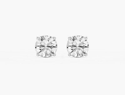 Lab Grown Diamond Stud Earrings 2ct, Platinum Martini Setting, 4 Prongs, EF, VS