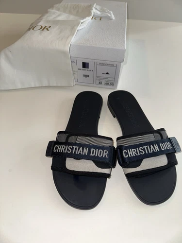 Christian Dior Evolution Slide brodé bleu foncé taille 39 EU 9 US EUC !