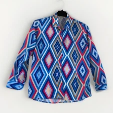 Polo Bonetta Bright Groovy  Long Sleeve Button Down Blouse Size 44 (1 X )