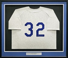 Brooklyn Dodgers Sandy Koufax Signed Framed Grey Jersey Beckett #AB92289
