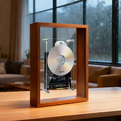 Retro CD Player Photo Frame - Wall-Mountable, Remote, Ideal Gift