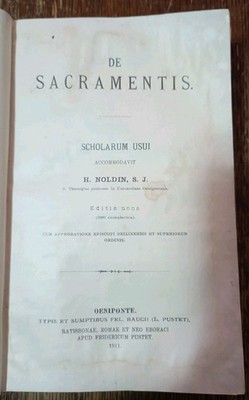 Book De Sacramentis Scholarum Usui Accomodavit von H. Noldin S.J.