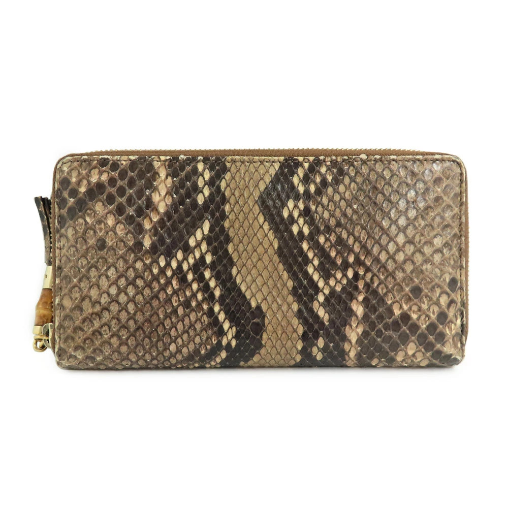 Gucci 307984 Python Brown Leather Tassel Coin Pur… - image 1