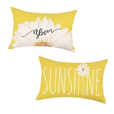 Spring Summer Lumbar Pillow Covers 12x20 Inch 20" x 12" Pack of 2 Yellow