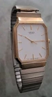 Vint SEIKO 5Y95-5020 Men's Tank Style Watch Gold Tone Case Stretch Band 1 Jewel