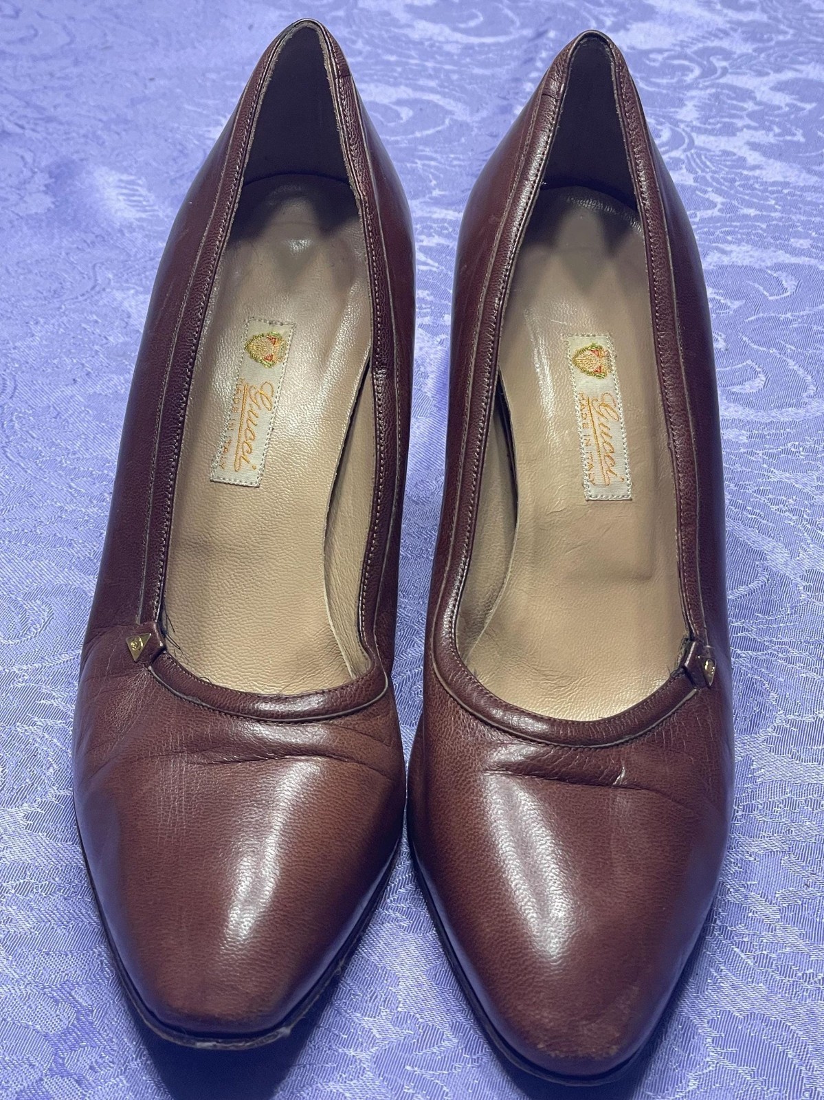 Authentic Vintage Gucci Brown Leather Pumps – Size 36 AA 1980s Italy thumbnail 4