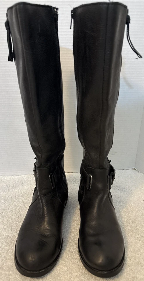 Botas de montar Seychelles para mujer de cuero negro altas con doble cremallera con correa al tobillo talla 7 Foto 2 de 4