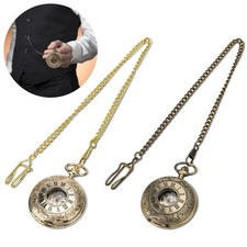 Vintage Mechanical Skeleton Pocket Watch Hand Wind Up with Chain for Men Women