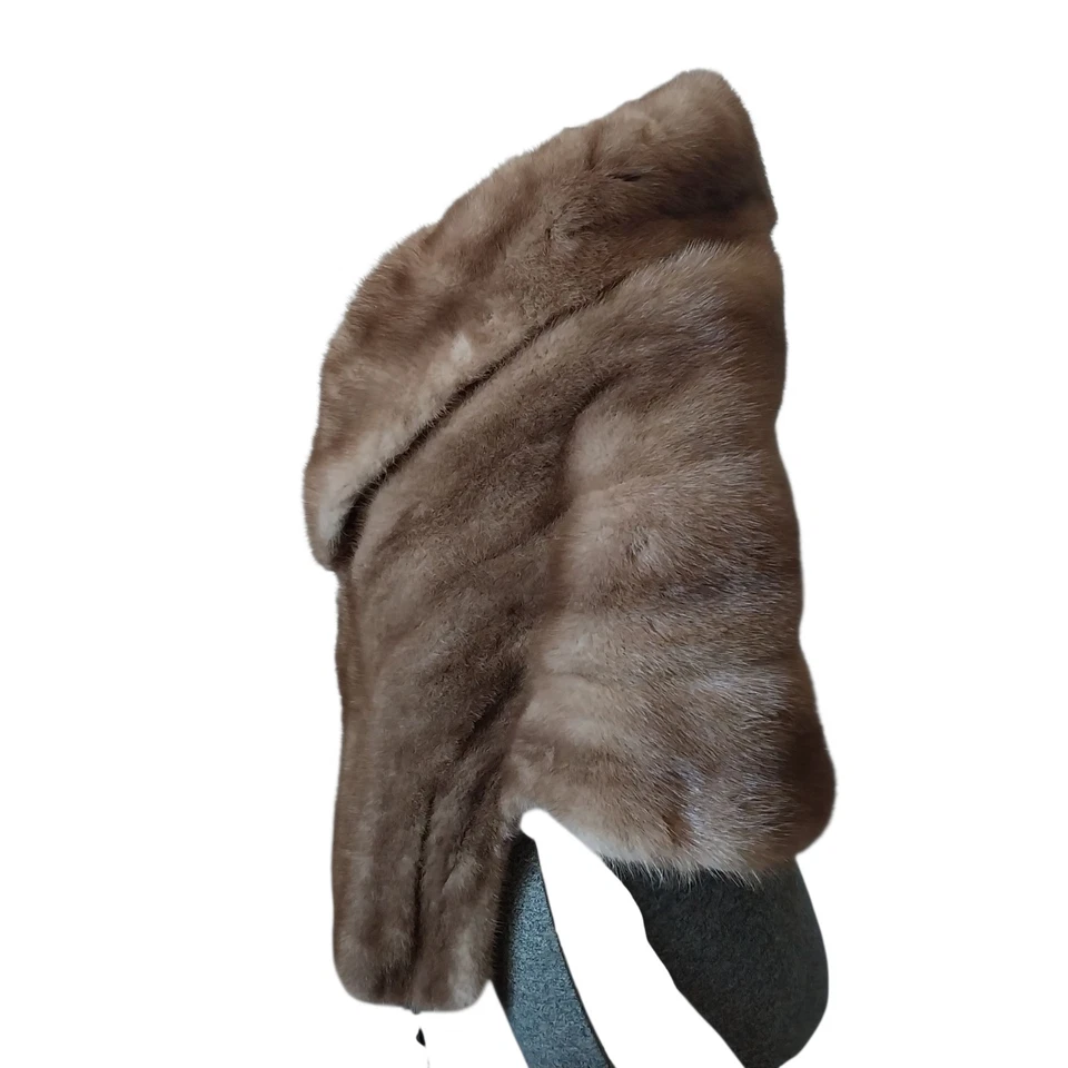 De Colección Piel Real Otoño Neblina Visón Estola Envoltura Capa Forrada Bolsillos S/M Fiesta Formal Foto 3 de 4
