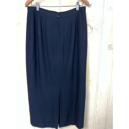 Midi Pencil Skirt Womens 12 Petite 12P High Rise Waist Black Straight Back Vent - Picture 4 of 7