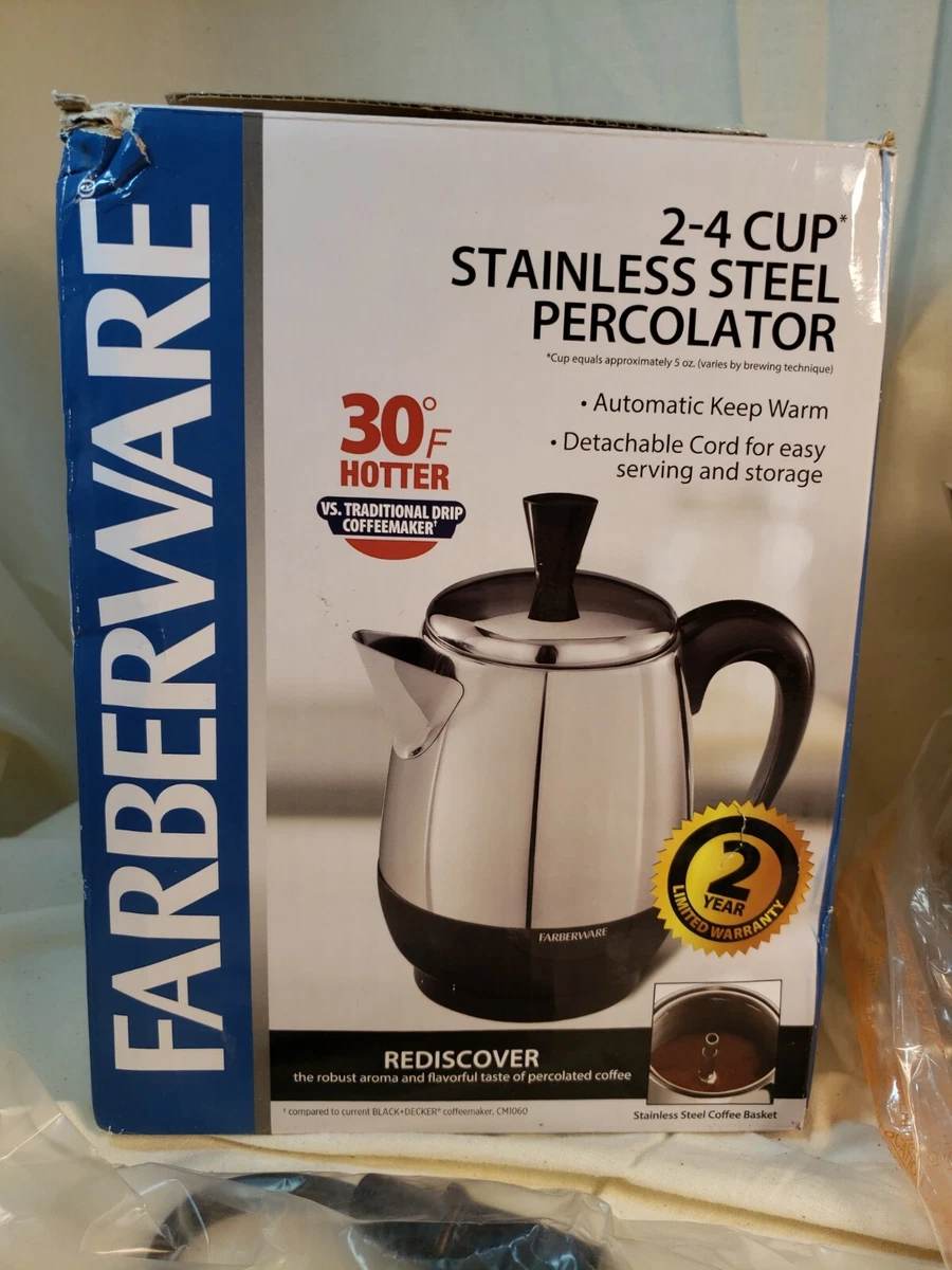 2-4 Cup* Electric Percolator, Stainless Steel, FCP240