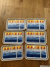 ONEIDA Melamine Lunch Trays Vintage 1978 Set of 6 Sailboat Whale Divided