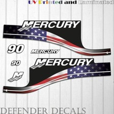 Set adesivi decalcomania motore fuoribordo Mercury 90 HP ELPTO 1999-2006 USA Flag Edition