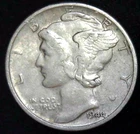 1944-S 10C Mercury Dime AU 90% Silver 23lwc0609-1