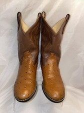 Old West Faux Ostrich Kids Western Boots Size 13 Brown