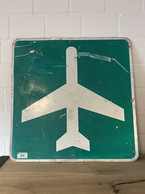 AIRPORT AHEAD Vintage Straßenschild Flughafen Flugzeuge Airport 80s USA Colorado