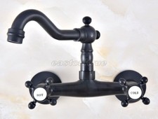 Black Oil Rubbed Bronze Kitchen Faucet Bathroom Sink Mixer Tap Wall Mount enf451