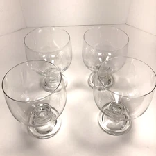 Crystal Wine Glasses Goblets Clear Glass VTG Thick Stem and Base Set of 4