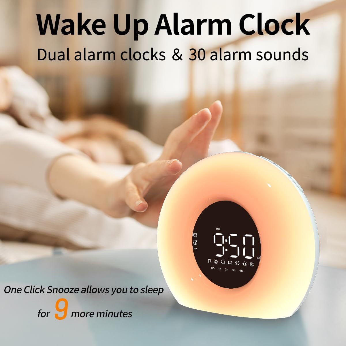 OrangeLight Wake Up Light Sunrise Alarm Clock with Sunrise
