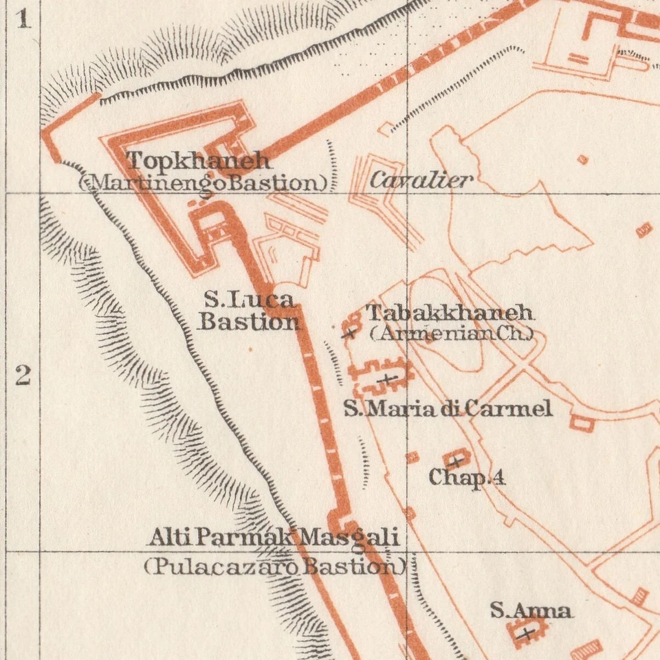 Mapa original FAMAGUSTA 1912 ΑΜΜΌΧΩΣΤΟΣ Gazimağusa CHIPRUSA Foto 3 de 4