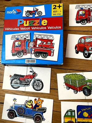 PUZZLE SPIELZEUG 12 Fahrzeuge x 2 Teile Alter 2 Jahre + sehr schönes Bild sehr guter Zustand Noris