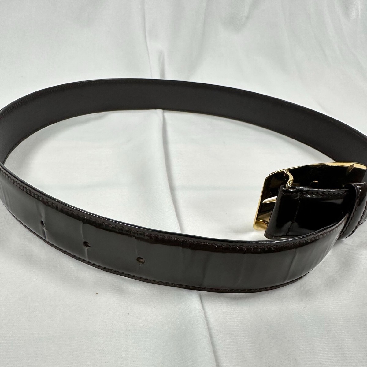 GUCCI TOM FORD 1996 ICONIC GOLD LOGO BROWN LEATHER BELT (75