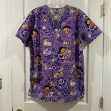 Dora The Explorer Scrub Top With Pockets,  Nick Jr.  Size M.  Medical, Nursing.