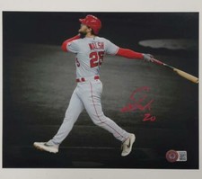 Jared Walsh autograph signed Angels 8x10 Photo #4 red ~ BAS Beckett Witness coa