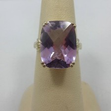 Sterling Silver Engagement Ring 925 Radiant Purple Amethyst fancy women band 7