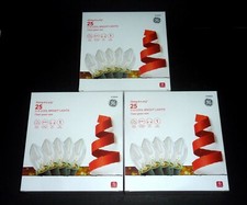 NEW GE Set 25 C-9 Cool Bright Classic Lights Clear/Green Wire 16 ft 3 Boxes 