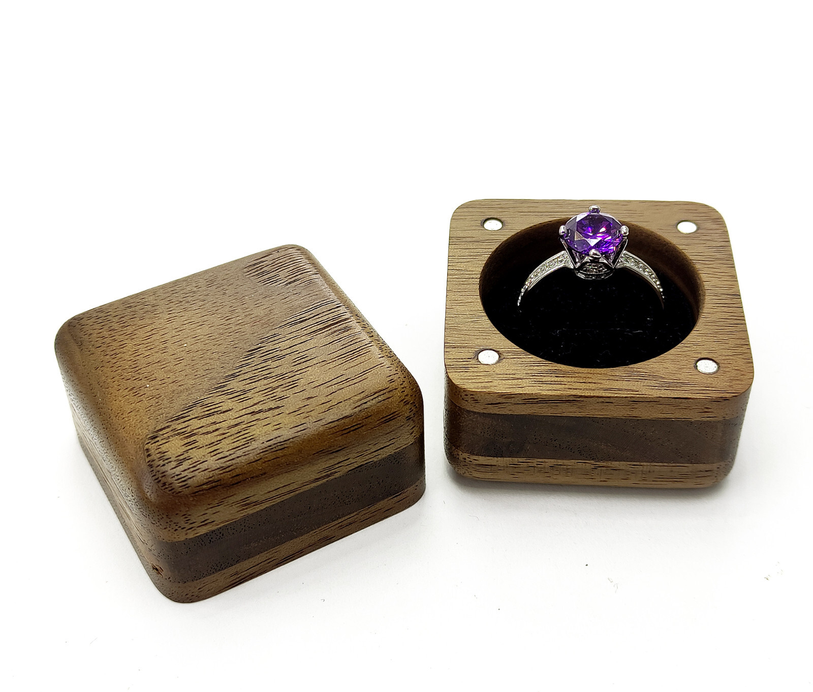Wood Engagement and Wedding Ring Box with Proposal Holder-image