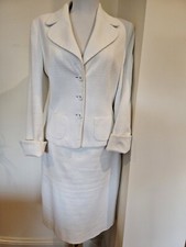 Sophisticated Escada Skirt Jacket Suit 2pc set White Cotton lined Sz: 42/36