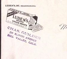 1950 Luden's Cough Drops Chas Guilder Agent Mill Valley CA #10 Advertising Cover