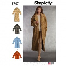 Simplicity Sewing Pattern 8797 Coats A XS-S-M-L-XL