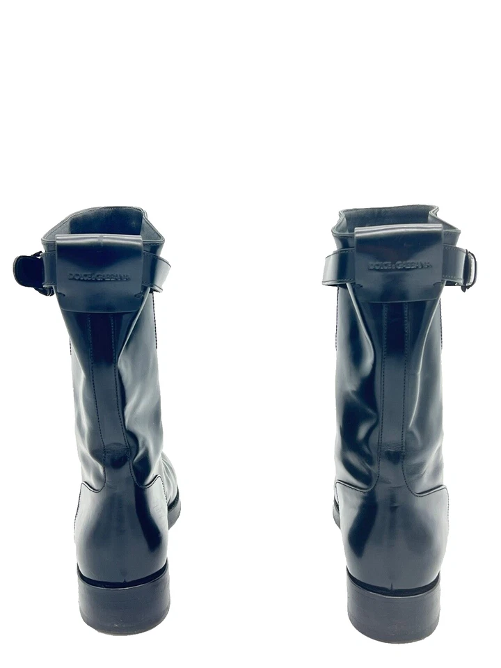 DOLCE&GABBANA BIKER TUBO SCARPE Botas De Piel Negras Para Mujeres T.37 US.7 UK.4 - Imagen 4 de 4