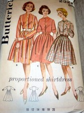  LOVELY VTG 1950s DRESS BUTTERICK Sewing Pattern 12/32 FF