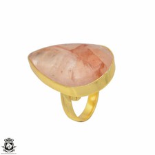 Size 7.5 - Size 9 Adjustable Lodolite Quartz 24K Gold Plated Ring GPR32