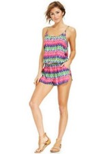 NWT Miken Swim Cover Up romper Chevron Medium SW-3 