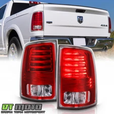 Replacement 2013-2018 Dodge RAM 1500 2500 3500 Chrome/Red LED Tail Lights LH+RH