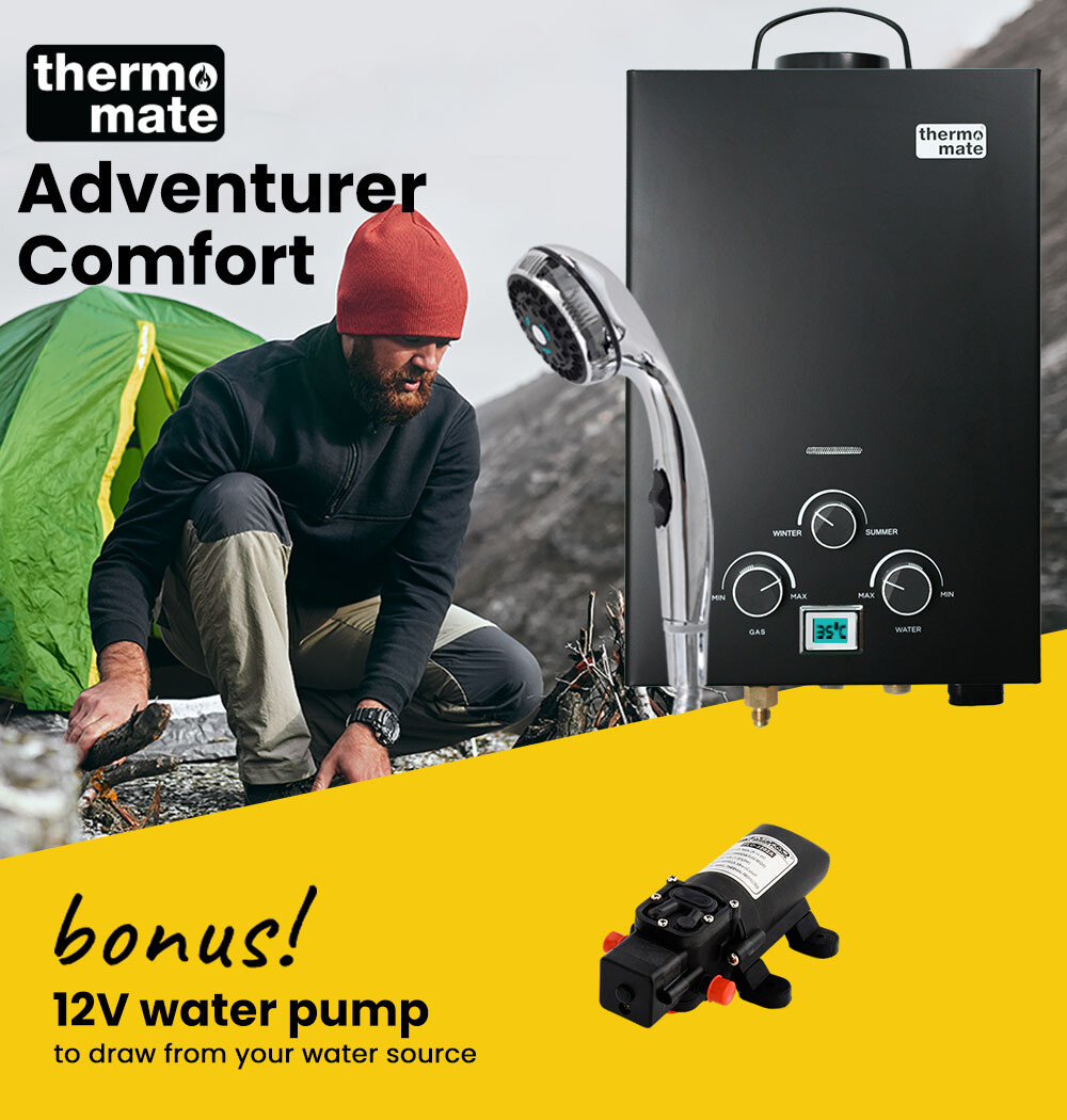 THERMOMATE Portable Gas Outdoor Hot Water Camping Shower System Heater w/  Pump 9348948120734 | eBay