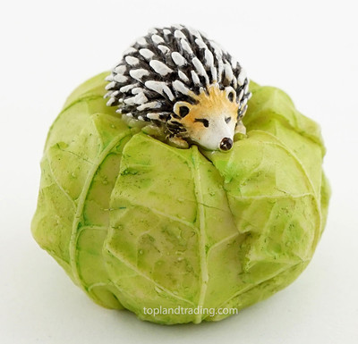 Top Collection Enchanted Story Fairy Garden #4448 MINI HEDGEHOG on CABBAGE 1.25''