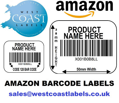 Amazon Barcode Etiketten 50mm x 38mm Personalisiert Code 128 Produkt Barcode 1000 Stück