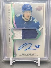 2020-21 UD Premier Rookie Auto Patch Olli Juolevi /149 Vancouver Canucks 