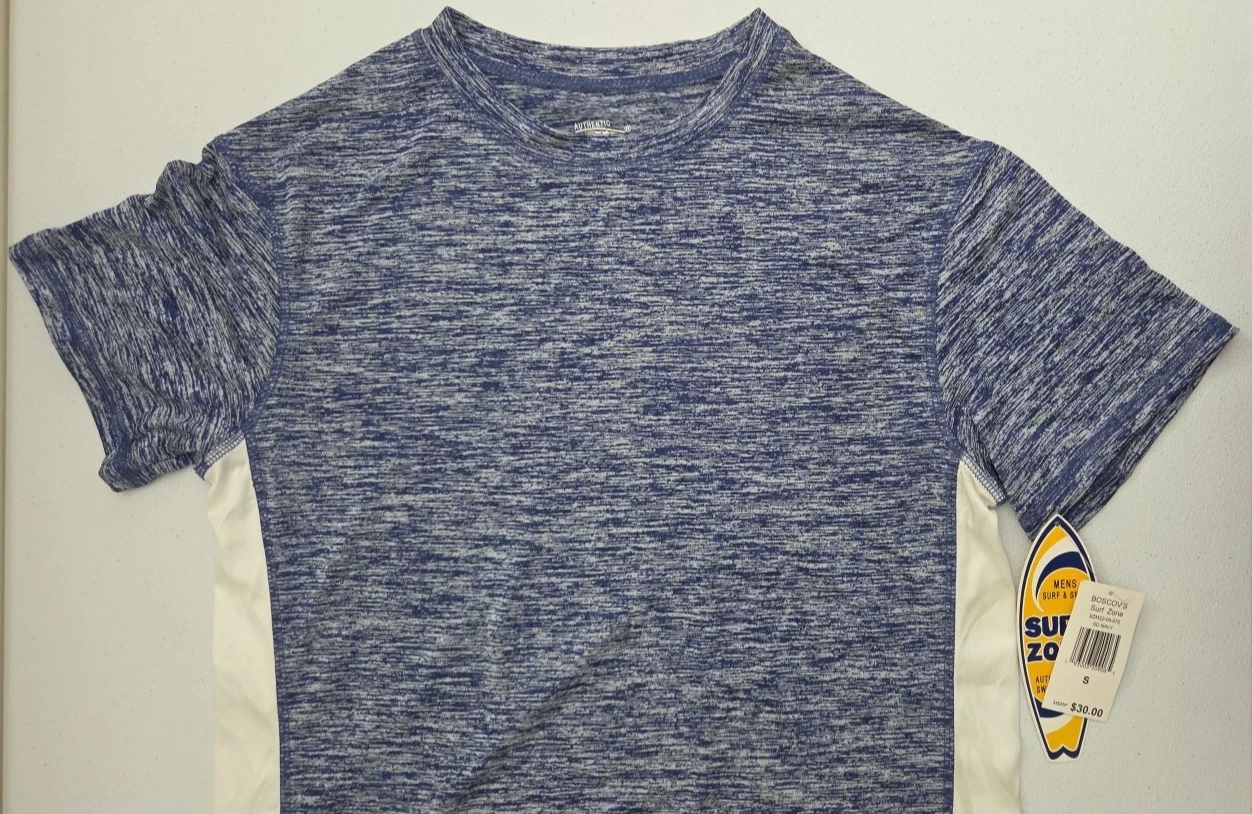 Surf Zone NWT Mens Navy Crew Neck UPF 40+ Quick Drying T-Shirt Swimwear, Size S