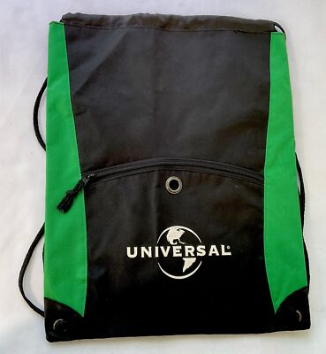 Universal Studios black and Green drawstring bag 16'' by 13''