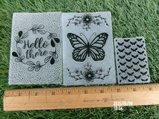 Embossing Folders for Card Making " Hello" and Butterflys Used lot of 3