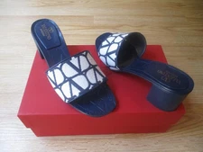 $850 Valentino Garavani VLOGO Toile Icongraphe Slide 50 Heel Sandals 39 US 9 NIB