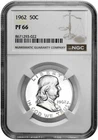 1962 50C Proof Silver Franklin Half Dollar NGC Graded PF 66 in New Holder