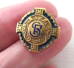 Vtg 10kt Yellow Gold & Enamel Sears & Roebuck Co. 25 Year Award Lapel Pin 1.7gr